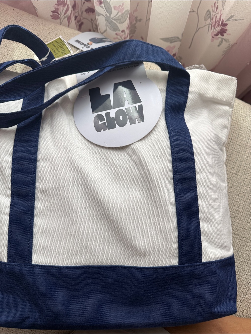 a:glow Navy and White Canvas Tote